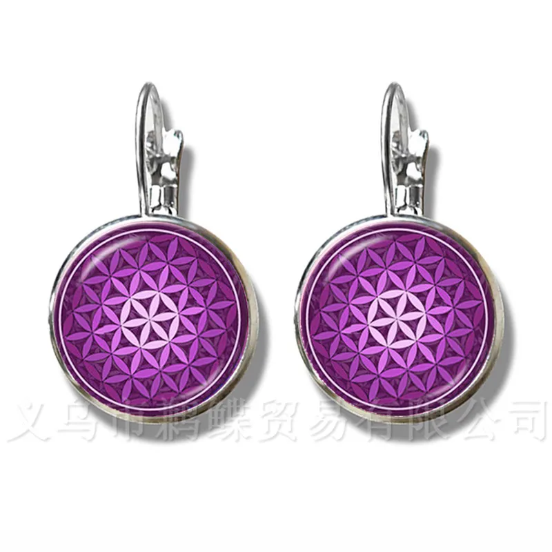 Indian Jewelry Mandala Earrings OM Yoga For Women Lift Of Flower Zen Jewelry Buddhist Silver Plated Earrings Meditation Gift