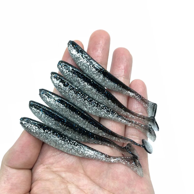 6pcs / lot Easy Cleaner Soft Lures 85mm /4g Silicone Bait Double Color Carp Artificial Fishing tackle Fishing Lures