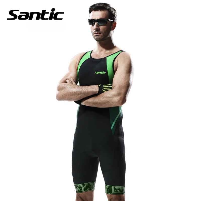 Santic Cycling Jersey Men Professional Racing Team athletic swimwear Sleeveless triathlon tri training cycling Running Suit