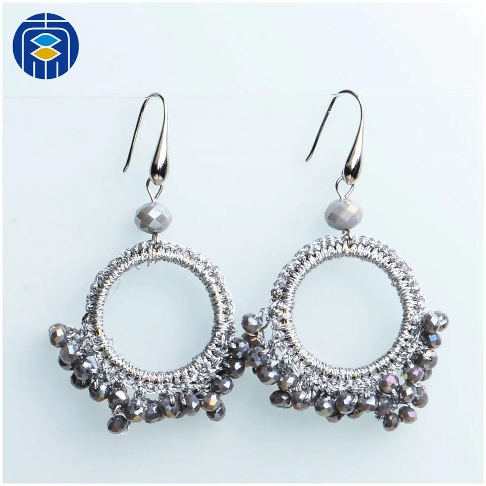 JuleeCrystal Ethnic Woven Crystal Beads Earrings for Girl Bohemia Dangle Earrings Fashion Jewelry Wholesale