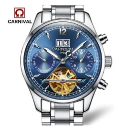 Carnival tourbillon automatic mechanical watch for men Switzerland luxury brand sapphire waterproof skeleton multifunction reloj