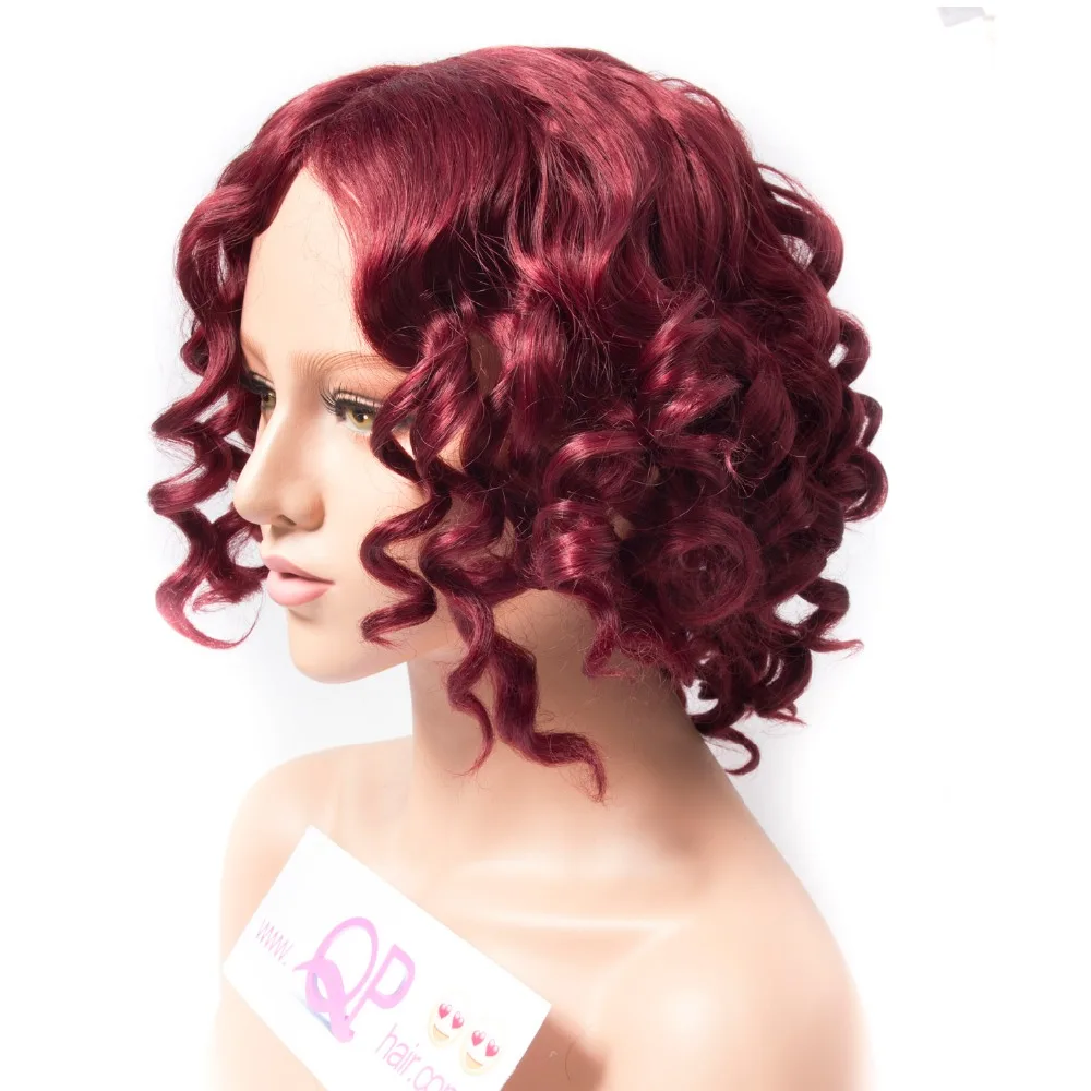 QP Hair Synthetic Wigs for Women African American Bouncy Curly Low Temperature Fiber Hair