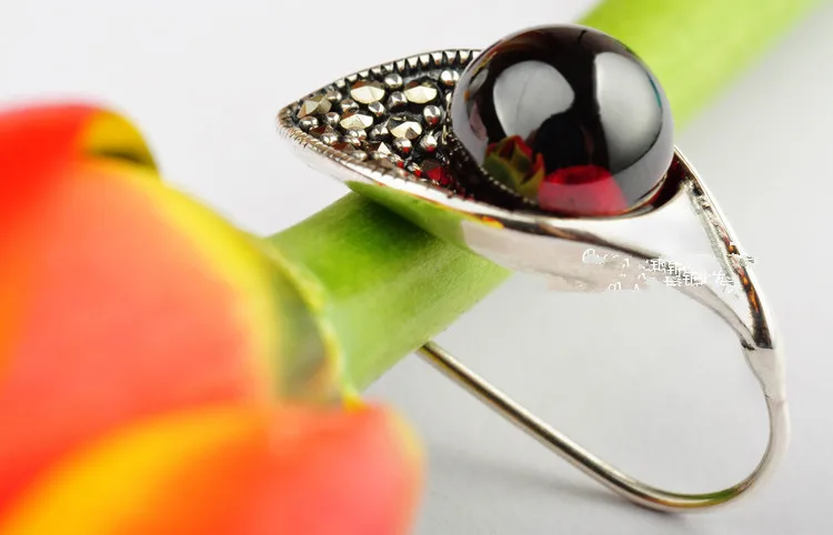 Ms Black  Wholesale 925 Sterling Silver Ball Garnet Earrings