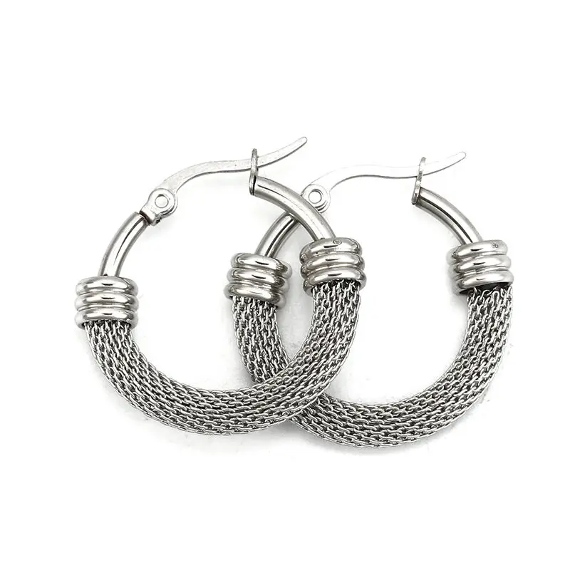 Fashion Stainless Steel Hoop Earrings  Round 4 Sizes Trendy Women Girls Jewelry Gift, Post/ Wire Size: (18 gauge), 1 Pair