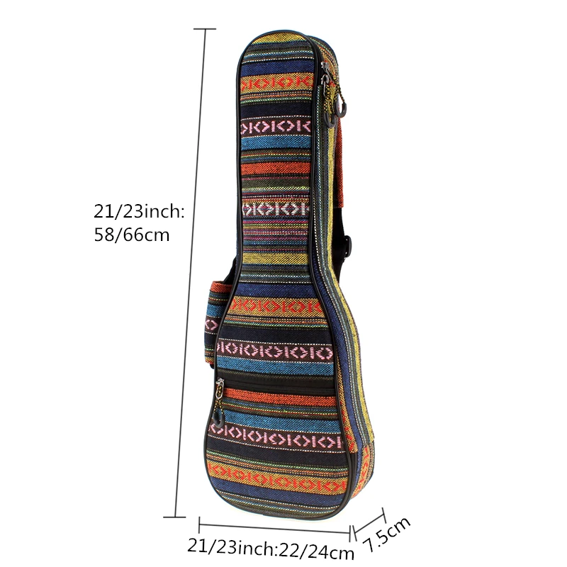 21 / 23 Inch Ukulele Backpack Small Portable Guitar Shoulder Gig Bag Soft Pad Cotton Thickening Folk Style Ukelele Case Cover