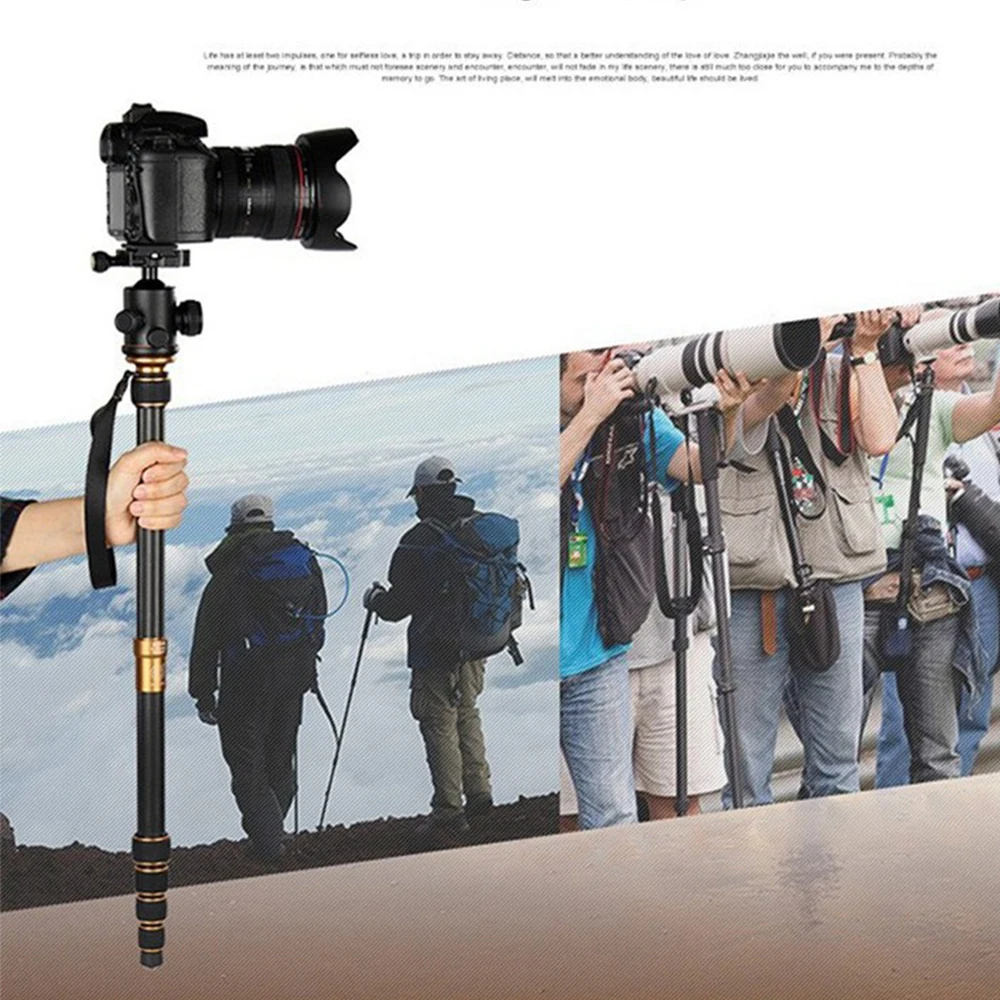 Beike QZSD Q666C Professional คาร์บอนไฟเบอร์ขาตั้งกล้อง Monopod สําหรับเดินทางกล้อง DSLR ขนาดกะทัดรัดแบบพกพาขาตั้ง 15 กก.โหลดสูงสุด