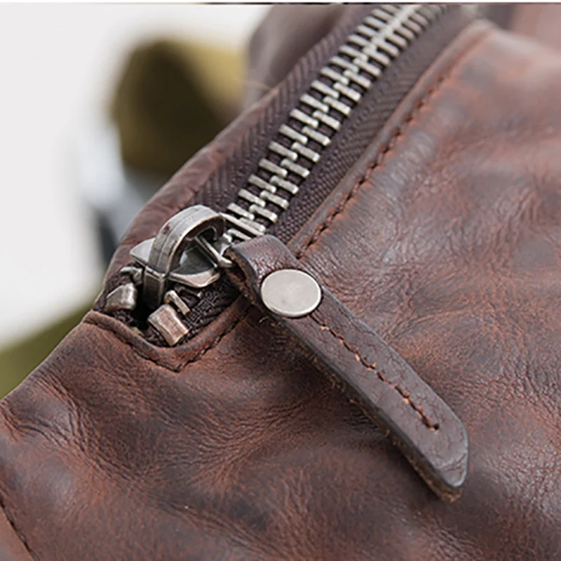 AETOO-Bolsa de vaca com capa de cabeça, bolsa crossbody de couro enrugado retrô artesanal, esportiva casual na moda