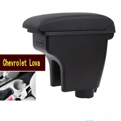 For Chevrolet Aveo T200 / T250 2002-2011 Rotatable Top Leather Center Console Storage Box Armrest Cup Arm Rest 2008 2009 2010