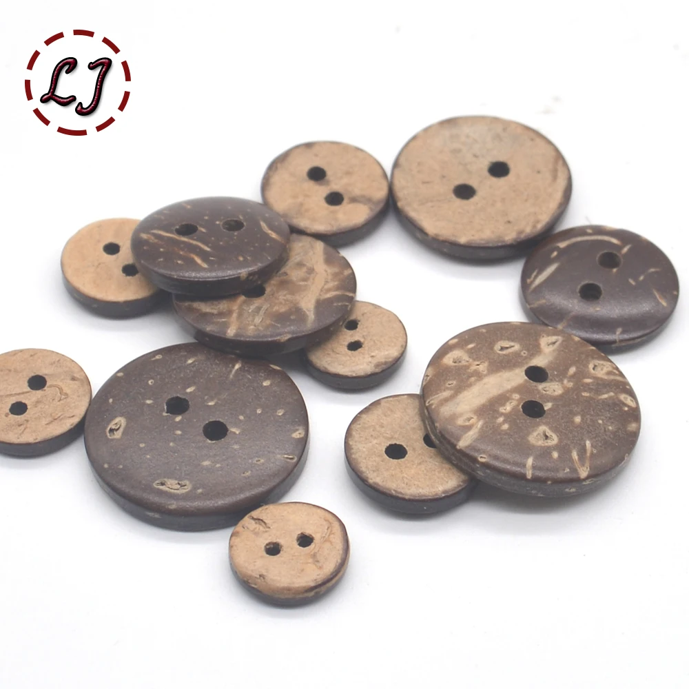 New 30pcs/lot Eco-Friendly Natural color coconut Sewing Buttons 2 Hole Button garment Scrapbooking Sewing Accessories DIY