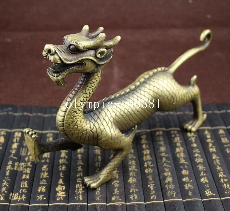 

10'' tibet bronze copper carvings home fengshui auspicious beast dragon kylin