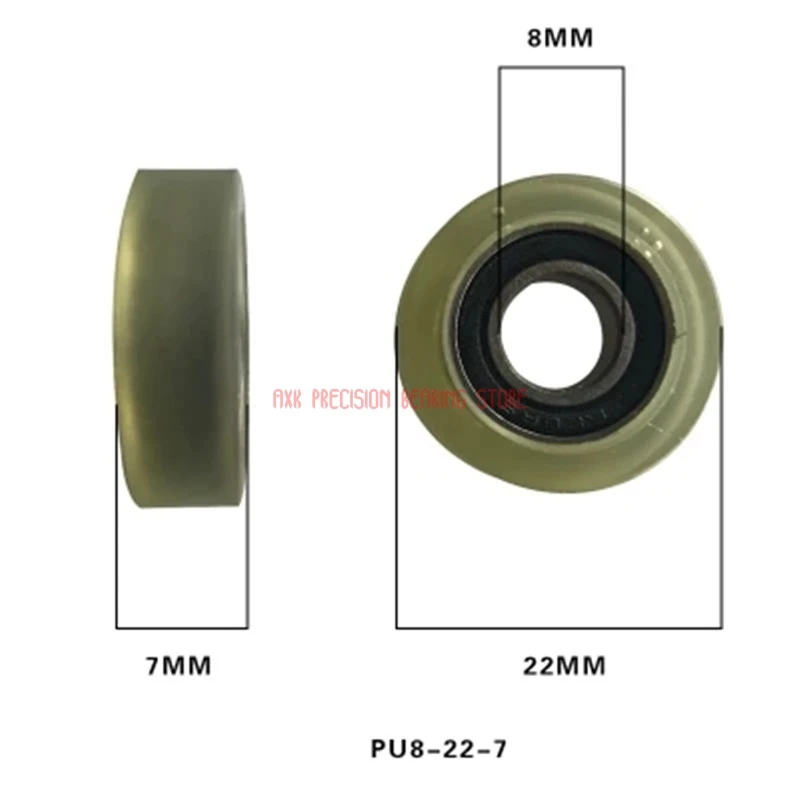 2023 Rushed Time-limited Polyurethane Rubberized Bearing 8*22*7mm Small Rubber Roller Wheel Pulley 688 Drawer