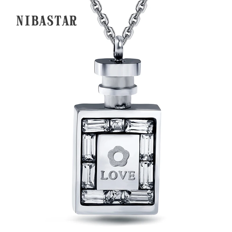 

Hot selling Link Chain Stainless Steel Rose Gold-Color Perfume bottle pendant Necklace for women