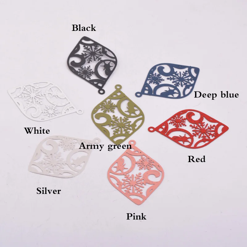 50 Stück AB5411 38*25mm Schneeflocken-Ohrring-Anhänger, bemalte Druck-Charms, Verbindungsstücke – Detail 4