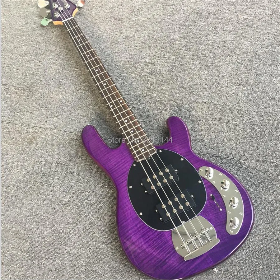 

New custom music- man 4 string electric bass, purple, factory wholesale and retail. Can modify the custom, real photos