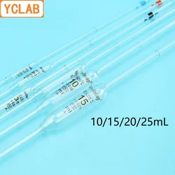 Yclab 10/15/20/25mlvolumetric pipettesガラスクラスa、1つのマークと腹の実験室化学装置付き