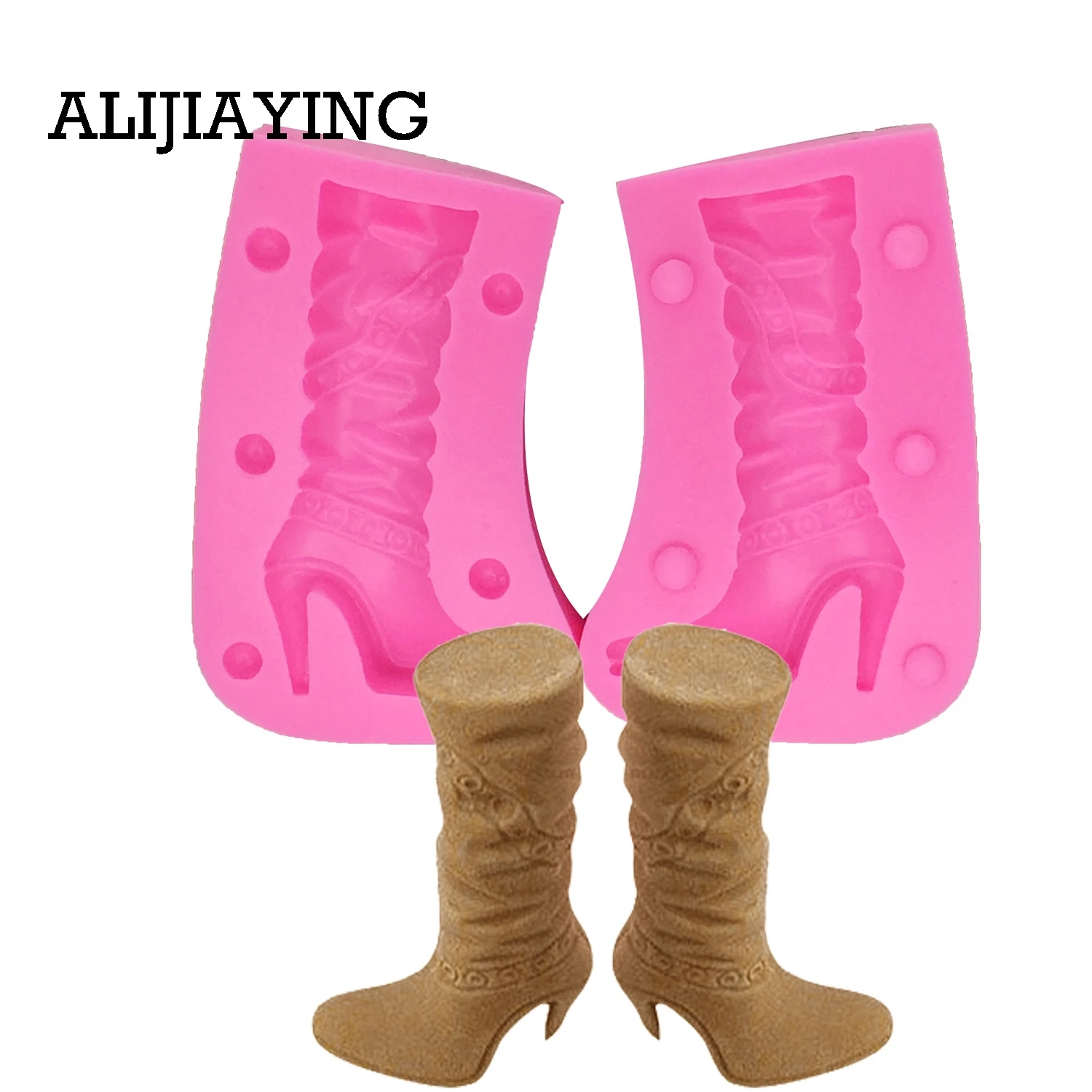 M0297 2Pcs/set 3D High Heel Shoes Boots 3D Silicone Fondant Mold Party Cake Decorating Tools Chocolate Gumpaste Molds