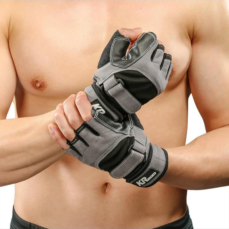 New Half Finger Sports Gloves Gym Dumbbell Weightlifting Fitness Gloves Exercise Palm Leather Gloves Luvas Guantes G112