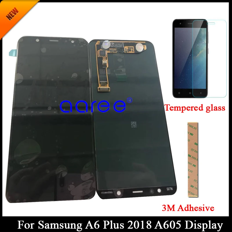 Tested Super AMOLED LCD Display For Samsung A6 Plus 2018 A605 For Samsung A6 Plus 2018 Display Touch Screen Digitizer Assembly