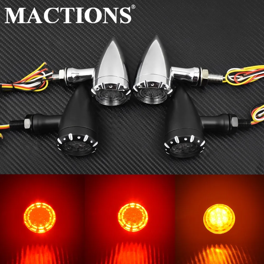 Motorcycle Universal Cafe Racer Turn Signal Lights Amber Brake Indicator Light For Harley Dyna Chopper Cruiser Bobber For Honda