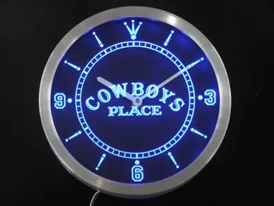 nc0363 Western Cowboys Place Bar Beer Neon Light Signs LED Wall Clock