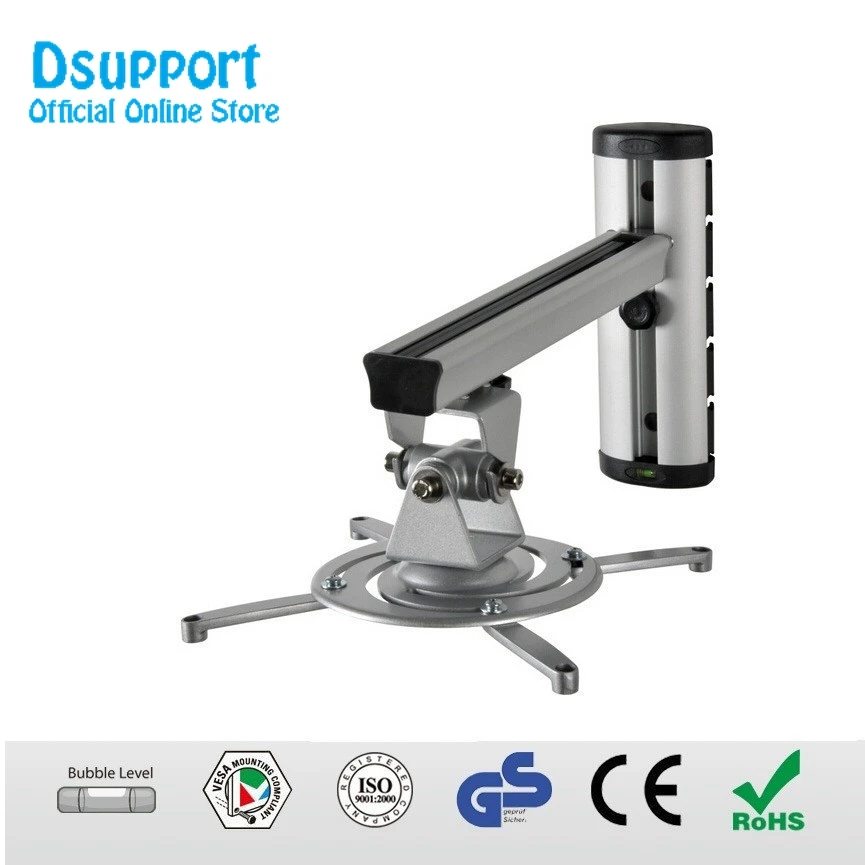 PR03 Aluminum Alloy 360 Degree Projector Wall Mount Full Motion Retractable Universal Projector Hanger Bracket
