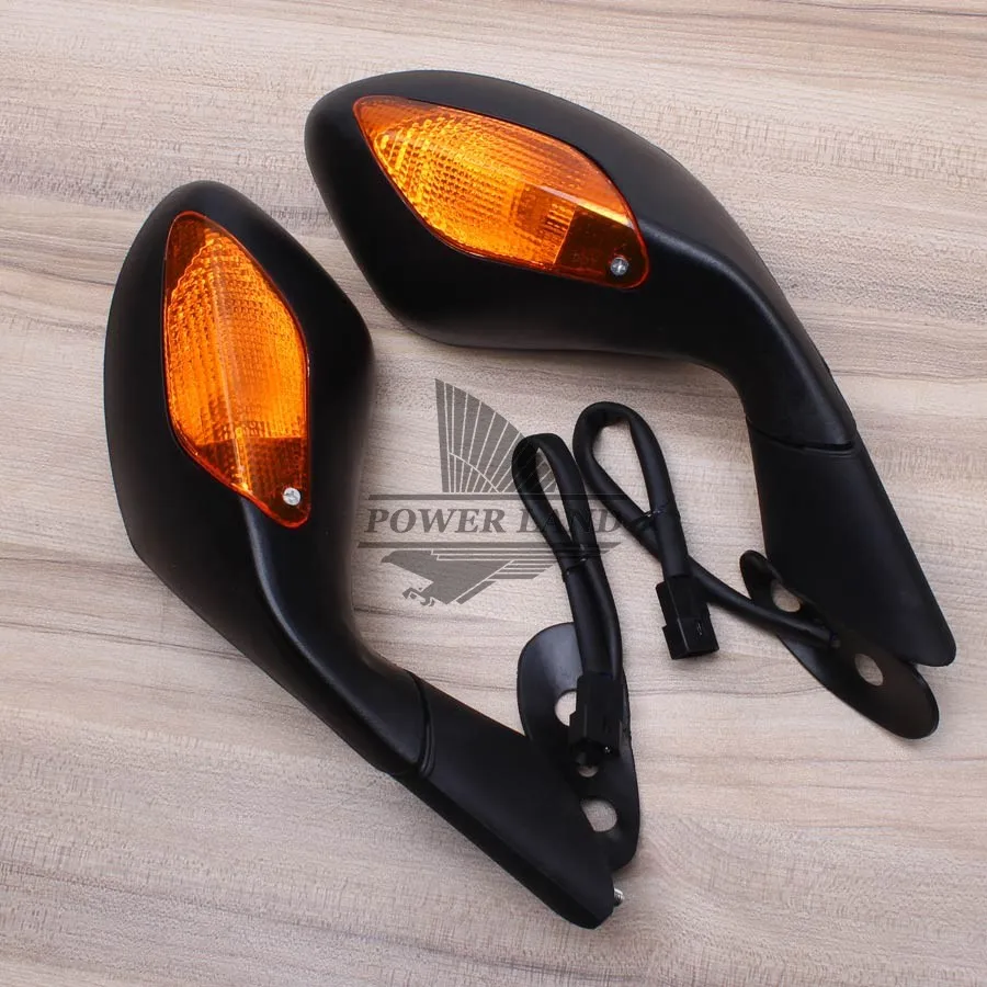 For 2004-2008 Aprilia RSV1000 RSV 1000 Pair Motorcycle Rearview Side LED Turn Signal Mirrors 2004 2005 2006 2007 2008 BLACK