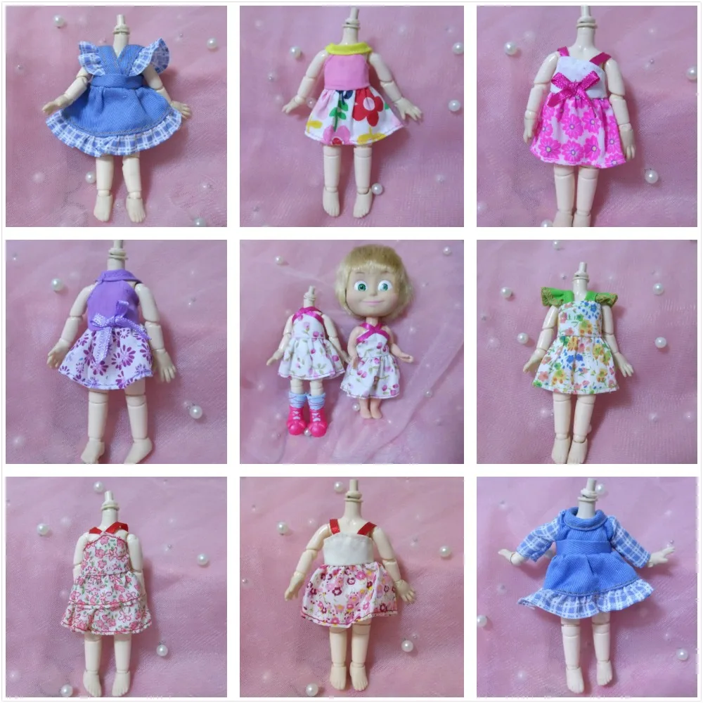 Random 5Pcs/lot Cute Little Kelly Casual Clothing Sets Dresses for Princess Kelly Doll Mini Dolls Clothes Dress Girl DIY Toys