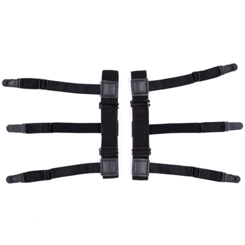 2Pcs Nylon Mens Shirt Stays Elastic Leg Suspenders Plastic Non-slip Locking Clamps Black New