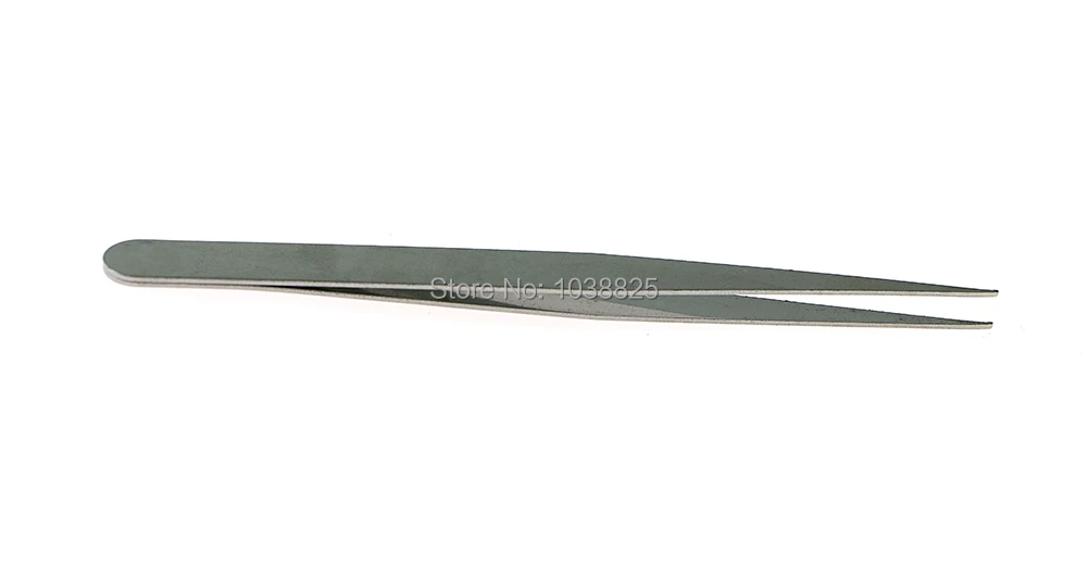 50pcs/lot Stainless Steel 12.5cm Dental Precision Long Straight Forceps Tweezers Roasting Clamp