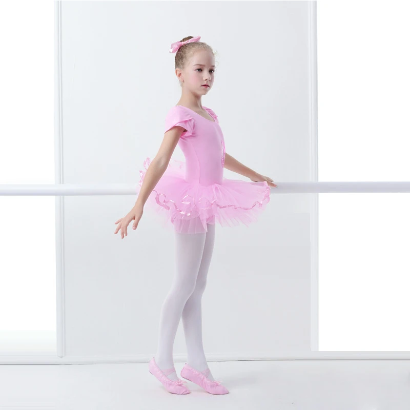 Professional Classic Ballet Pink Swan Costume Kids Leotards Gymnastics For Girls Dance With Sequin Pointe Shoes Tutu Skirt Dress