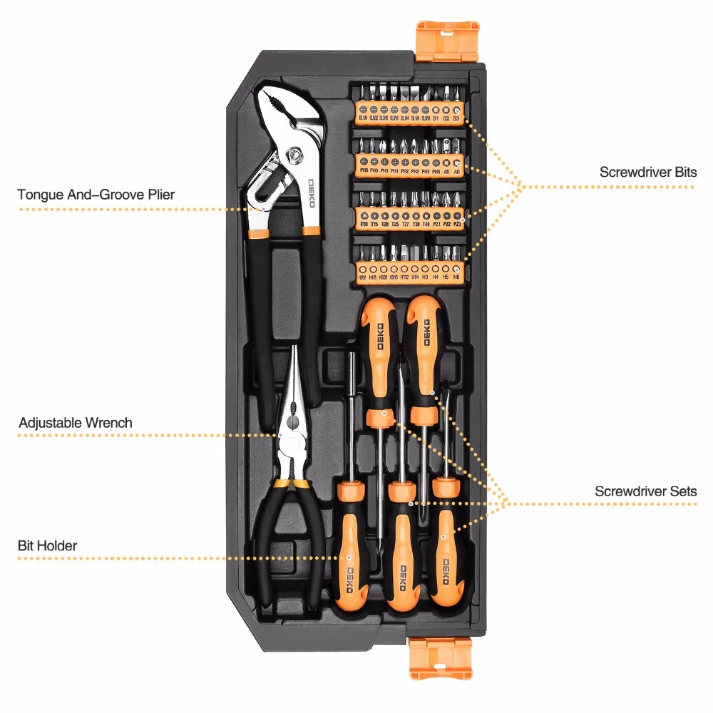 DEKO DKMT192 Professional Car Repair Tool Set Auto Ratchet Spanner Screwdriver Socket Mechanics Tools Kit W/ Blow-Molding Box