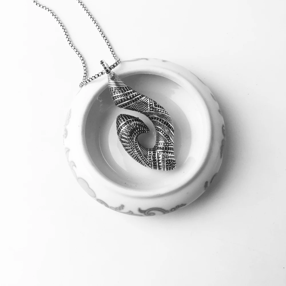 Pendant Maori Hook Skull Tooth Eternity,New Ethnic Fashion Jewelry Trendy 925 Sterling Silver Gift For Men Women Fit Necklace