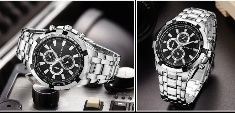 2022CURREN Top Marke Quarzuhr Männer Wasserdichte Sport Military Armbanduhr Männer Business Edelstahl Männliche Uhr Reloj Hombre – Detail 17