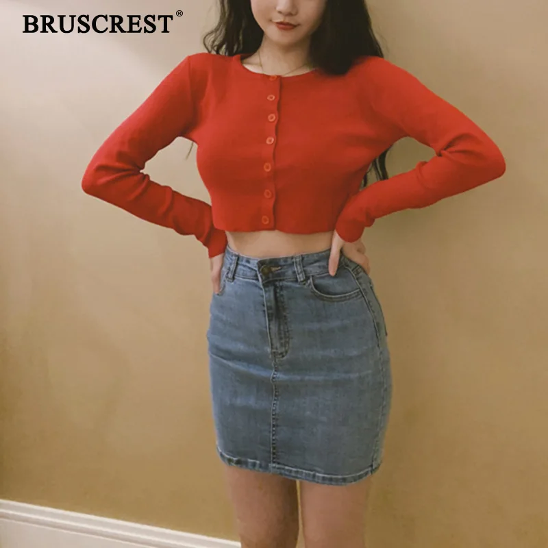 Fall 2022 Knitted Cardigan Button Up Korean Cute Sweaters Cropped Cardigan Women Kawaii Crop Sweater Knitting Top Streetwear