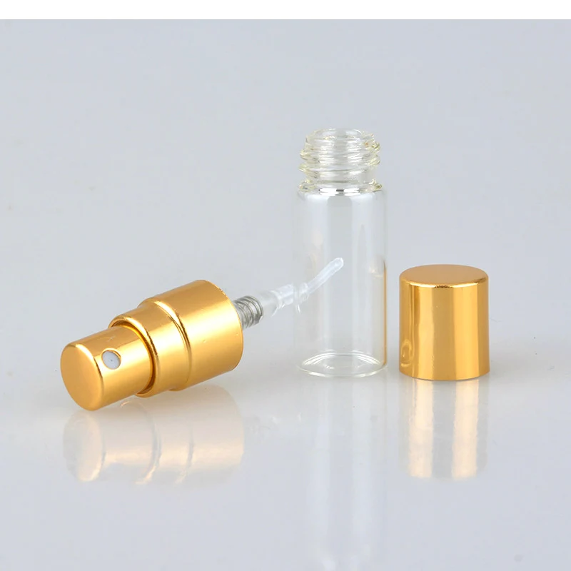 100 Teile/los 3 ml Glas Nachfüllbare Parfüm Flasche Leere Mini Spray Flasche Aluminium Parfüm Flaschen Zerstäuber Für Reise Pumpe – Detail 4