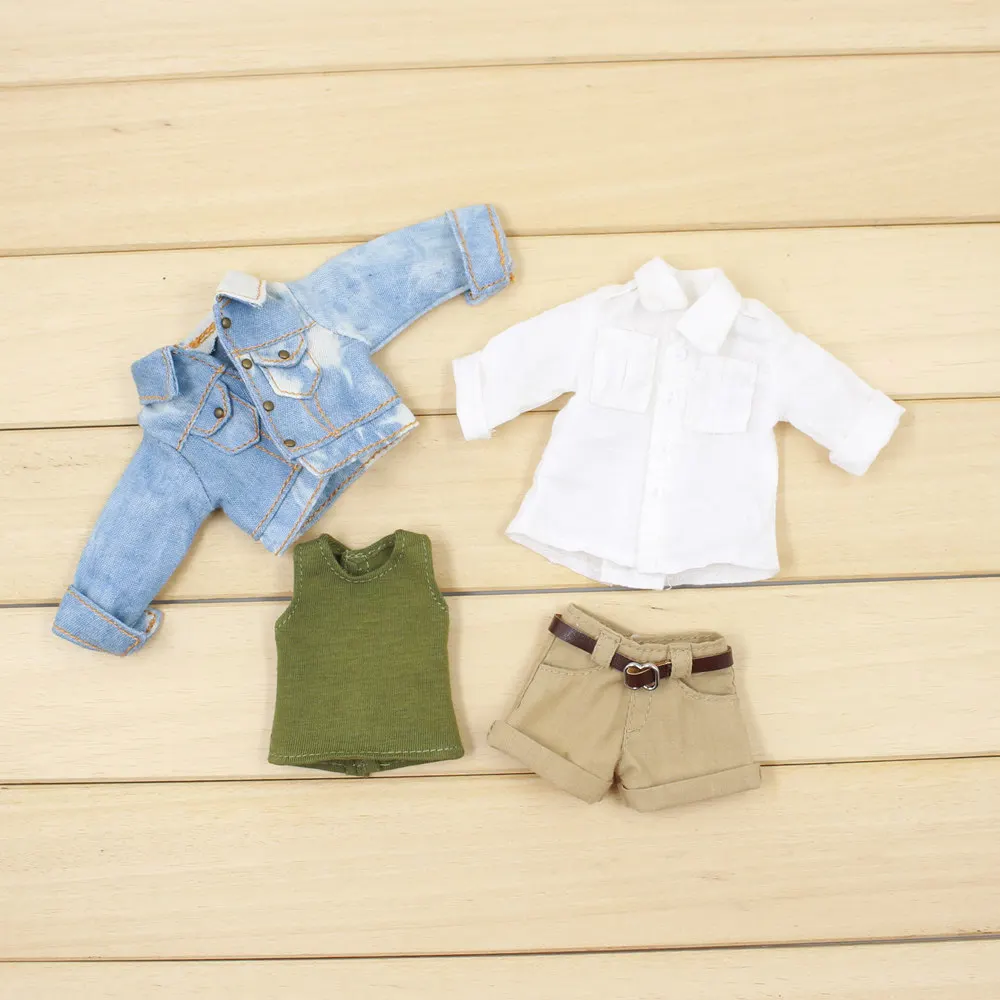 Blyth ICY Licca 1/6 Doll Accessories Clothes Denim Jacket White Shirt Short Pants Free Collocation Free Shipping