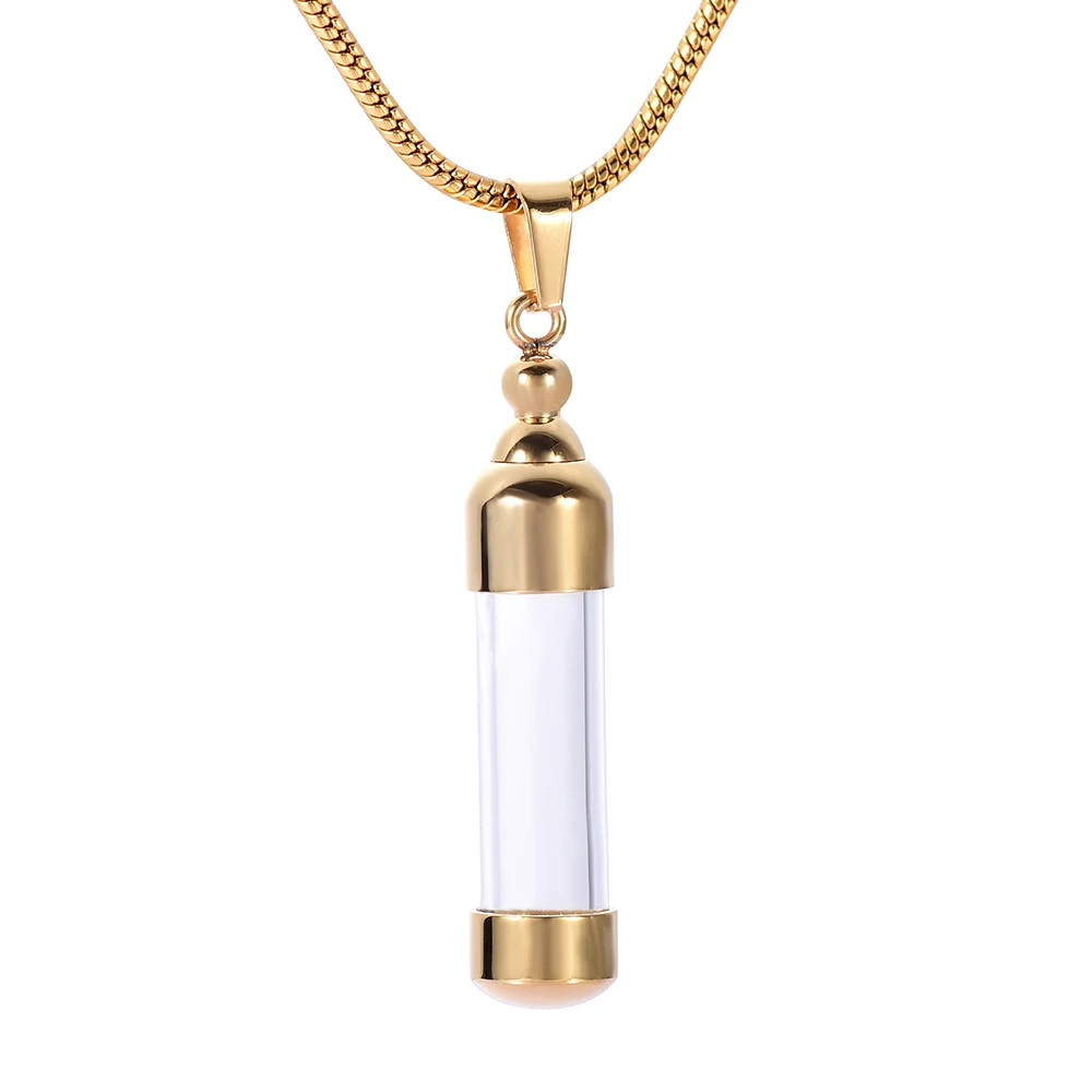 Hourglass Cremation Jewelry,Container Vial Pendant Urns Necklace Stainless Cylinder Bottle Memorial Glass Cremation Keepsakes