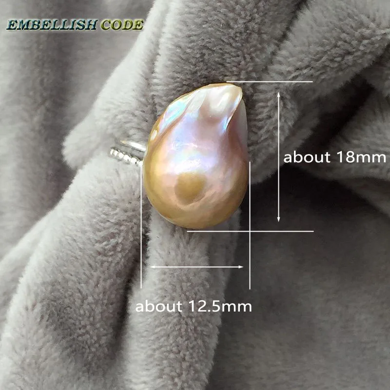 Adjustable size Resize baroque pearl ring simple style purple golden Rare colors Lustrous fire ball shape for women