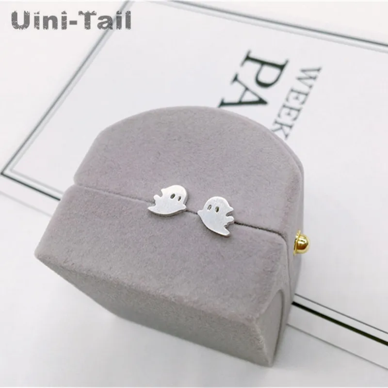 Uini-Tail hot new design 925 Tibetan Silver temperament simple cute little ghost earrings Korea genuine hypoallergenic ED117