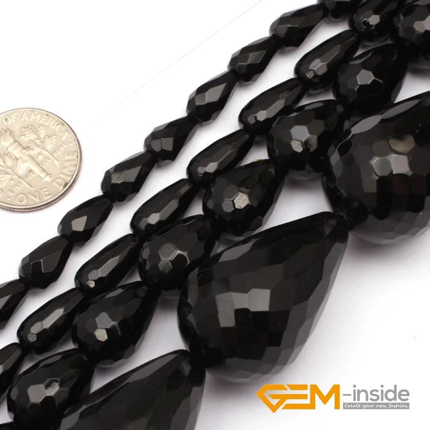 Drop Faceted AA Grade Black Agate Beads Natural Stone Beads DIY Bead For Fashion Jewelry Making Strand 15' Wholesale !