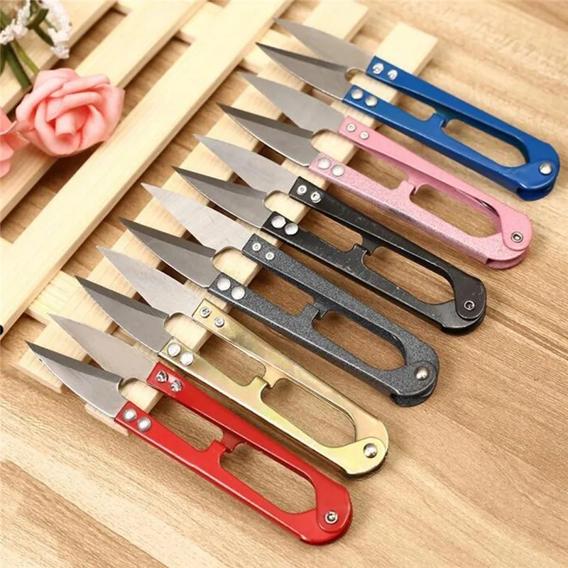 Fishing Sewing Scissors U-shaped Mini Scissors 1Pcs Sewing Scissors Tailor Scissors Snip Fishing line cutter tools Random Color