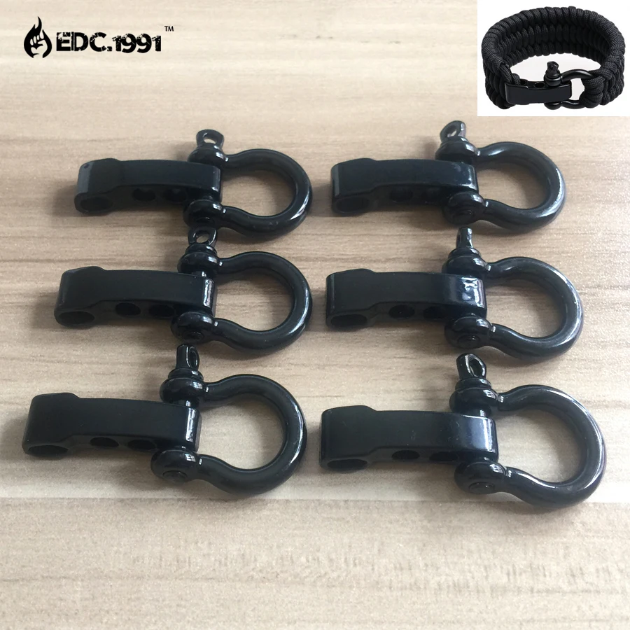 

6PCS/lot High quality O Shape Adjustable Stainless Steel Anchor Shackle Outdoor Camping Survival Rope Paracord Bracelet Buckles