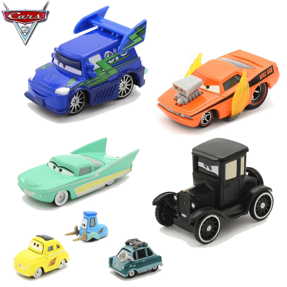 Disney Pixar Cars 2 3 Lightning McQueen Mater 1:55 Diecast Metal Model Car สำหรับของขวัญวันเกิดเด็กชาย