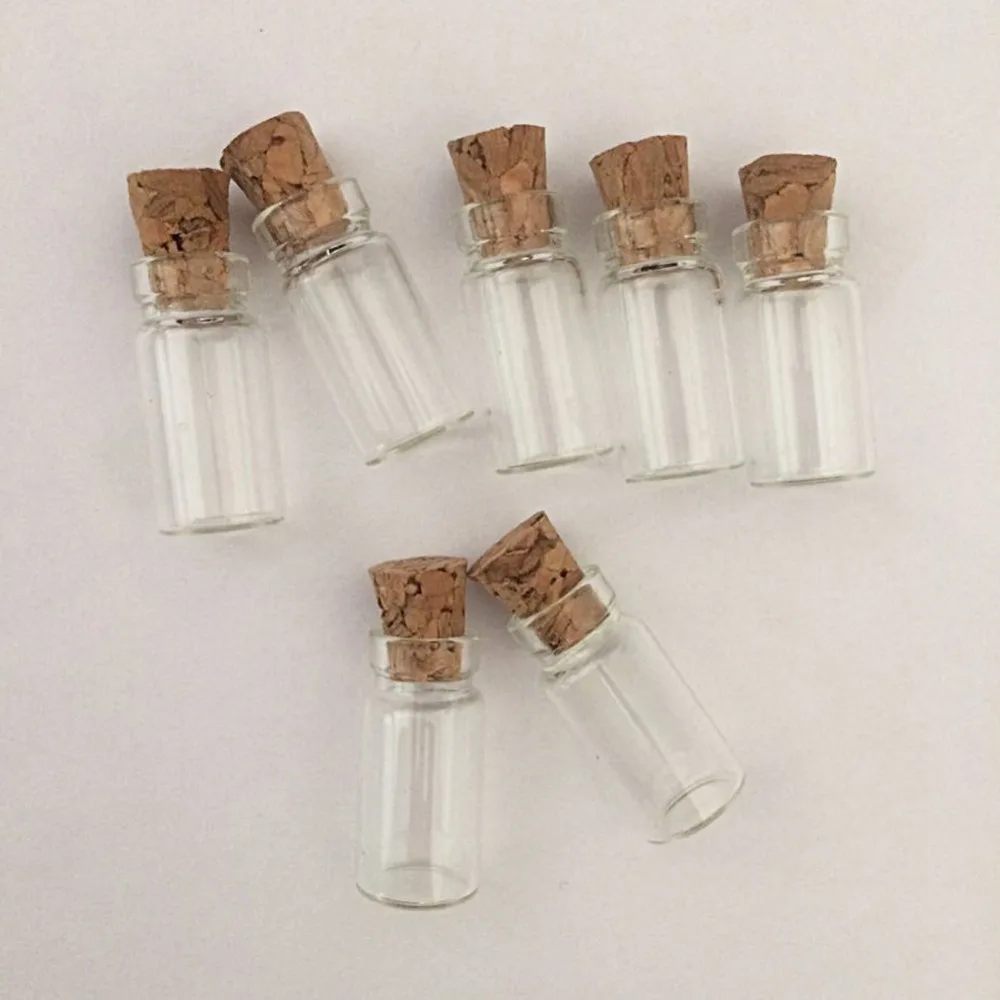 11*22*7mm 1ml Mini Transparent Clear Glass Bottles With Cork Empty Glass Vials Jars Wishes Bottles 100pcs/lot