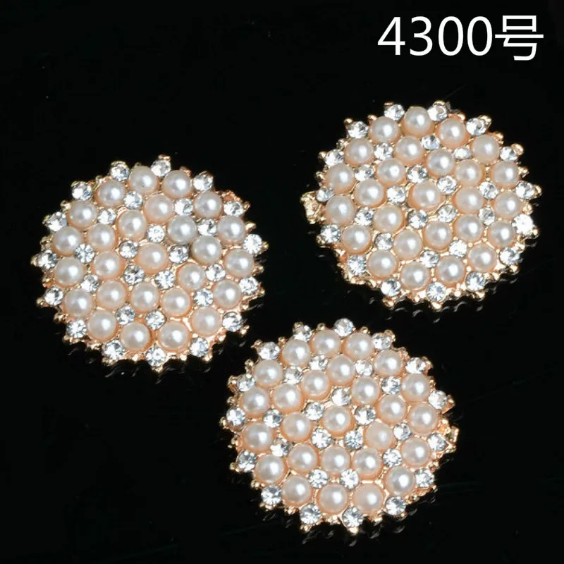 

50PCS 20mm Alloy Material Gold Color Imitation Pearl Crystal Round Charm for Wedding DIY Jewelry Accessory Findings wholesale