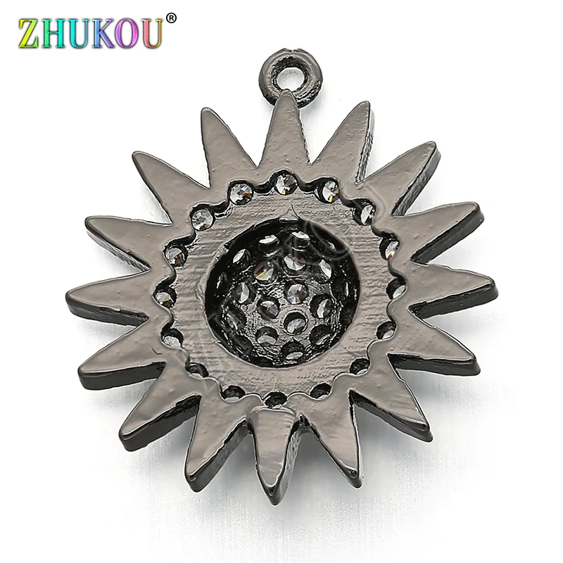 18*20mm Brass Cubic Zirconia Flower Charms Pendants DIY Jewelry Findings Accessories, Hole: 1mm, Model: VD285