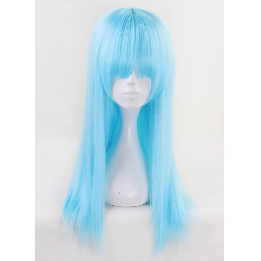 Aotu World Sky Blue Long Cosplay Wig With Bangs 60cm 65cm lemon Straight Synthetic Hair Halloween Costume Party Wigs For Women