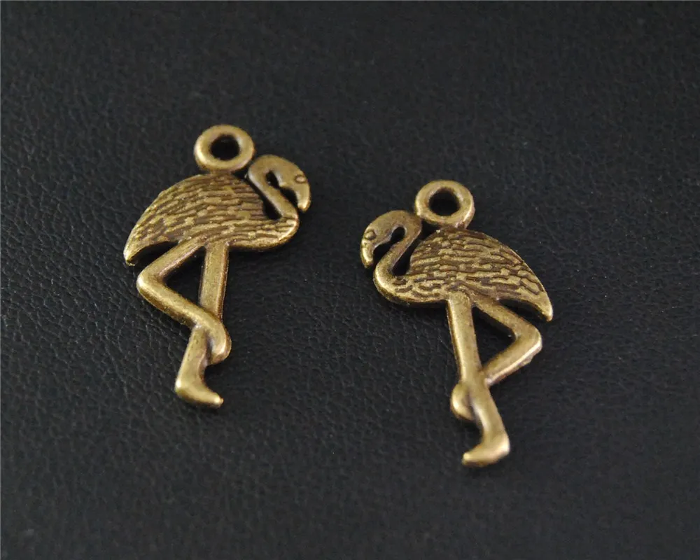 10pcs  Bronze/gold Silver Color flamingo Charm Jewelry Making DIY Handmade Craft  24x12mm