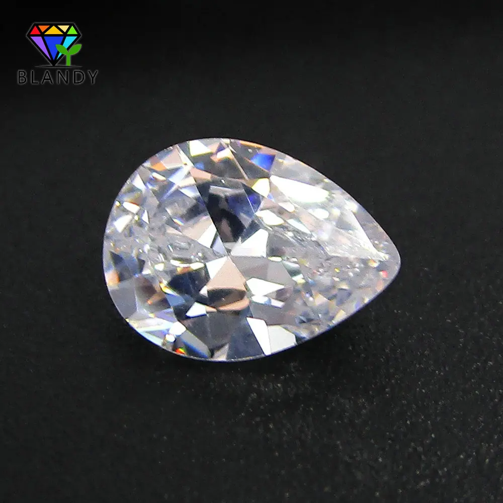 Factory Price 5A 2x3~13x18mm Pear Shape White Cubic Zirconia Machine Cut Loose Zirconia Stone Synthetic CZ Gems For Jewelry