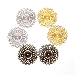20Pcs Filigree Flower Wraps Metal Crafts Gift Decoration DIY Findings Connectors 42mm